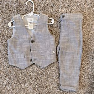 NEW Toddler Boy Woven Vest & Pants Suit Set